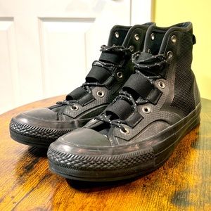 All black edgy Converse high tops